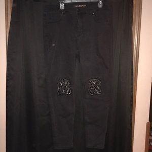 Melissa McCarthy Black Jeans SZ 18 knee details